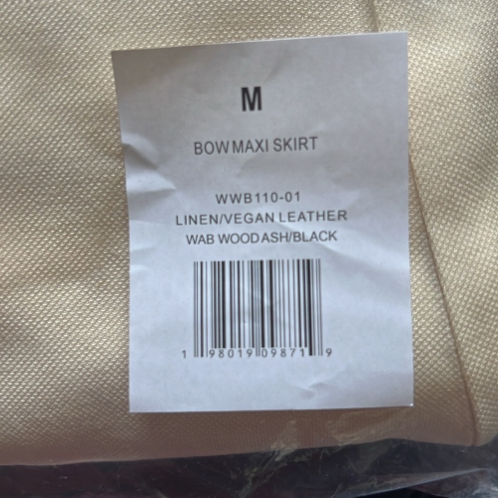 WeWoreWhat Bow Maxi Skirt Linen and Vegan Leather Longline Size Medium M NWT - Picture 9 of 10